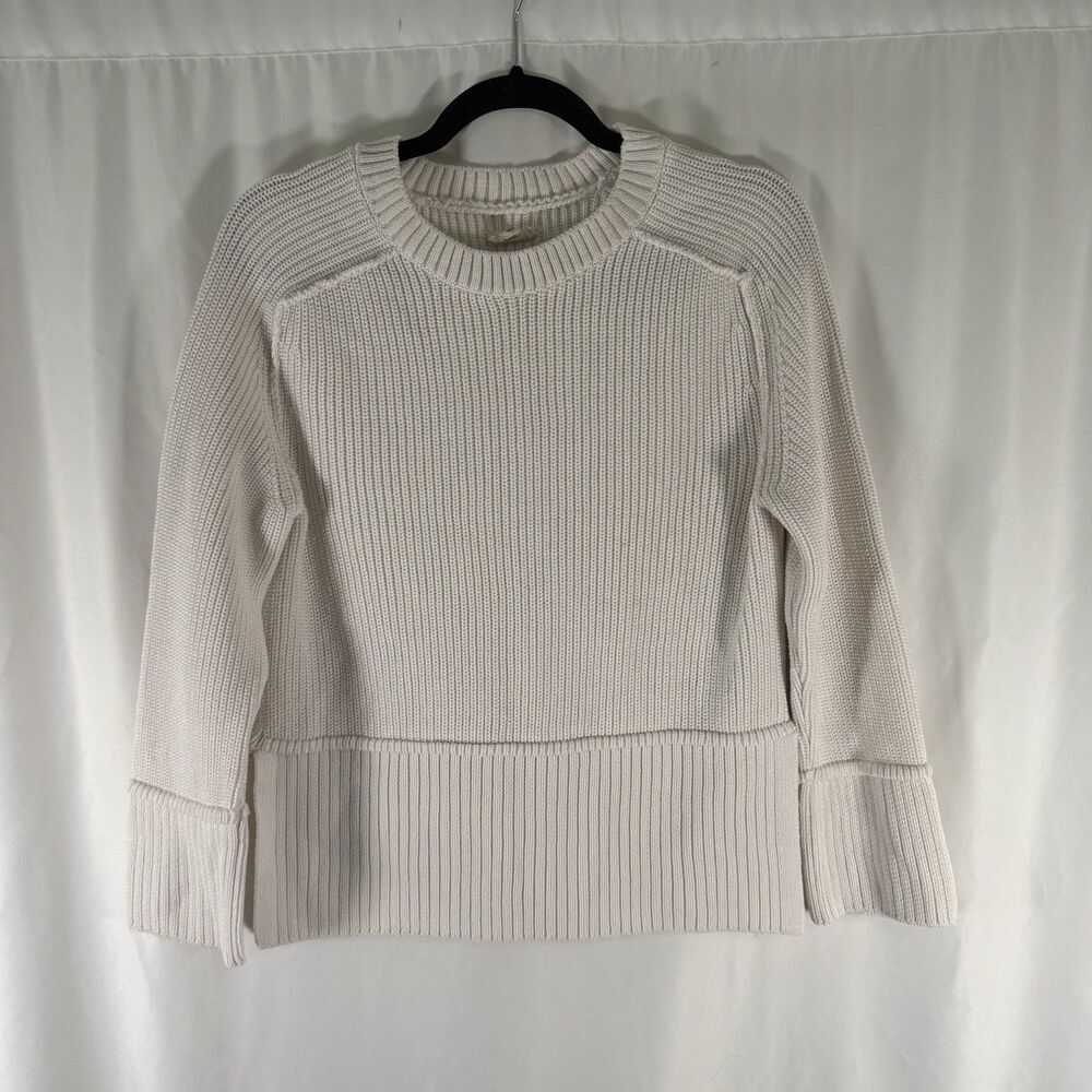 PILCRO Sweater Women's XS White Knit Round Neck Long Sleeve Pullover